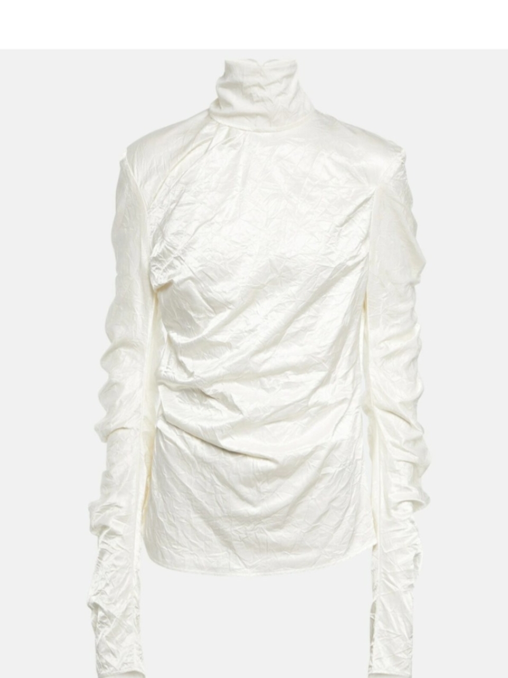 Acne Studios NEW $580 Crinkle Long Sleeve Turtle Neck Cream Blouse